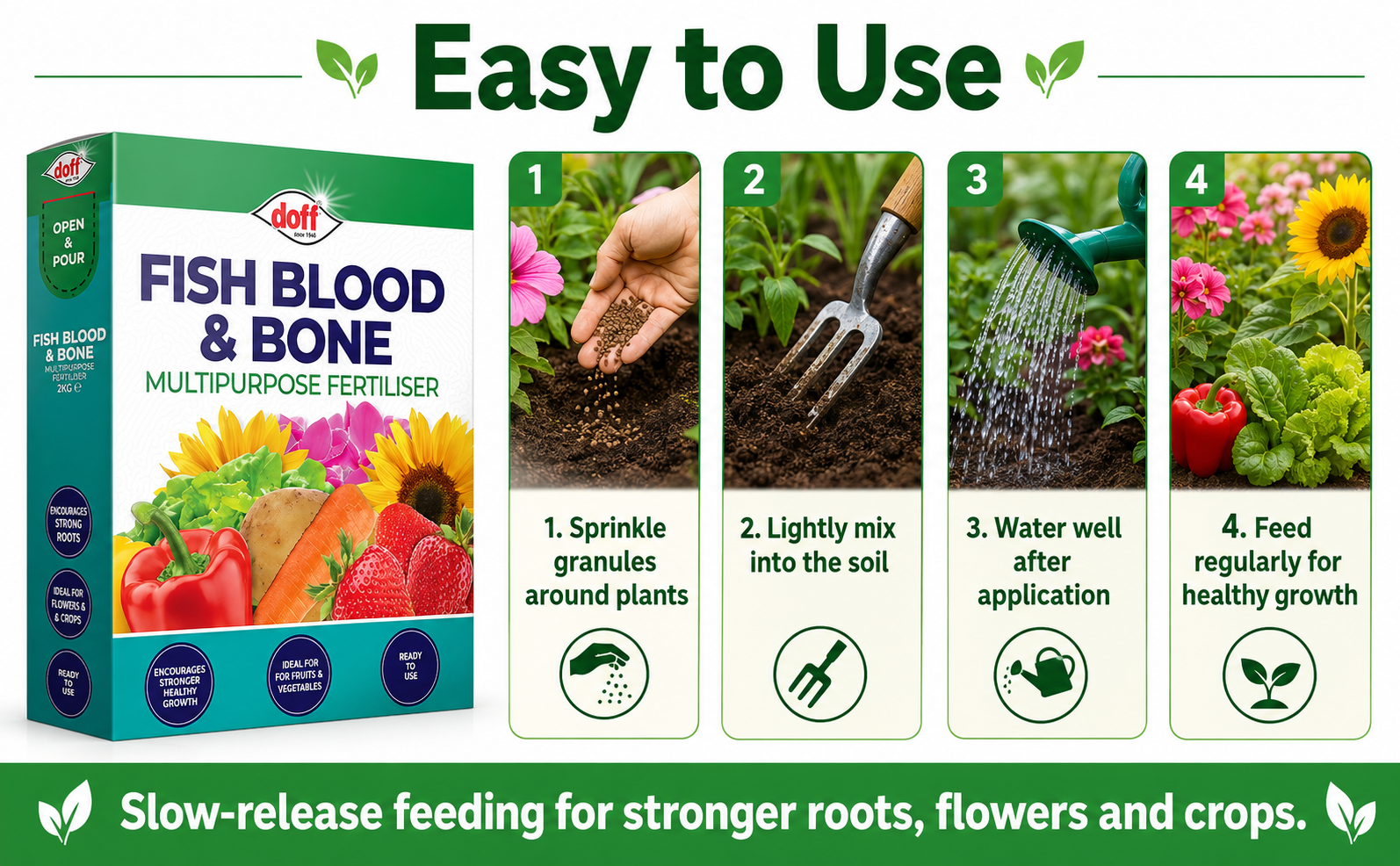 Doff Fish Blood and Bone Fertiliser 2kg – Organic Feed