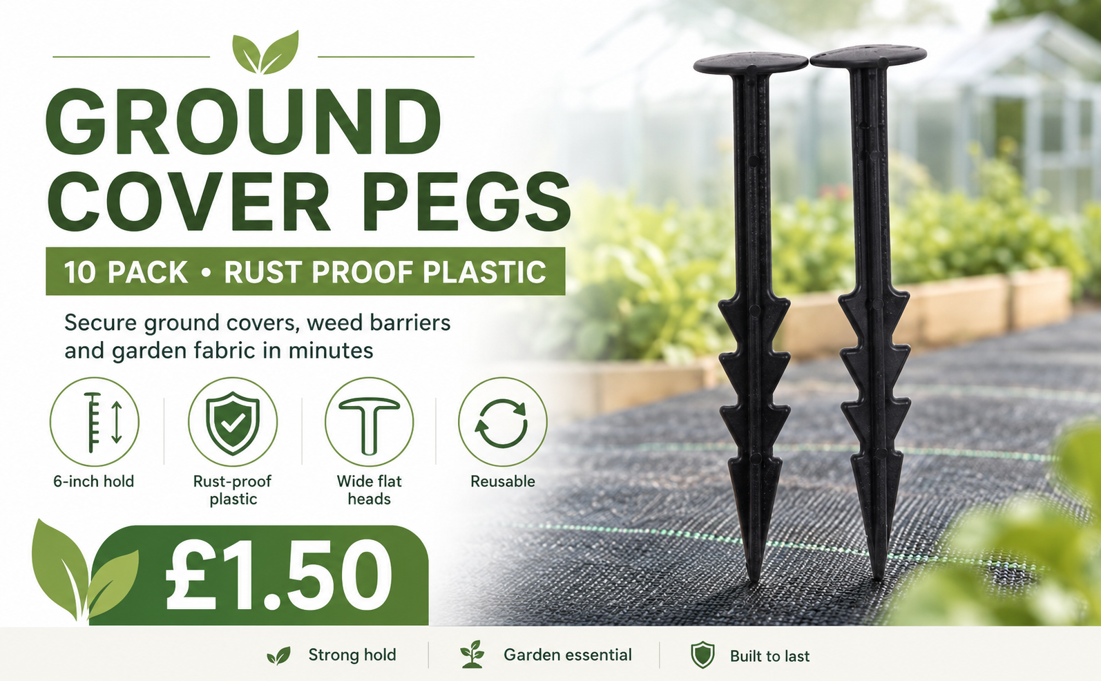 Ground Cover Pegs 10 Pack – Rust Proof Plastic