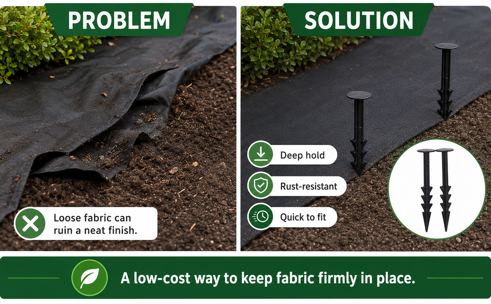 Ground Cover Pegs 10 Pack – Rust Proof Plastic