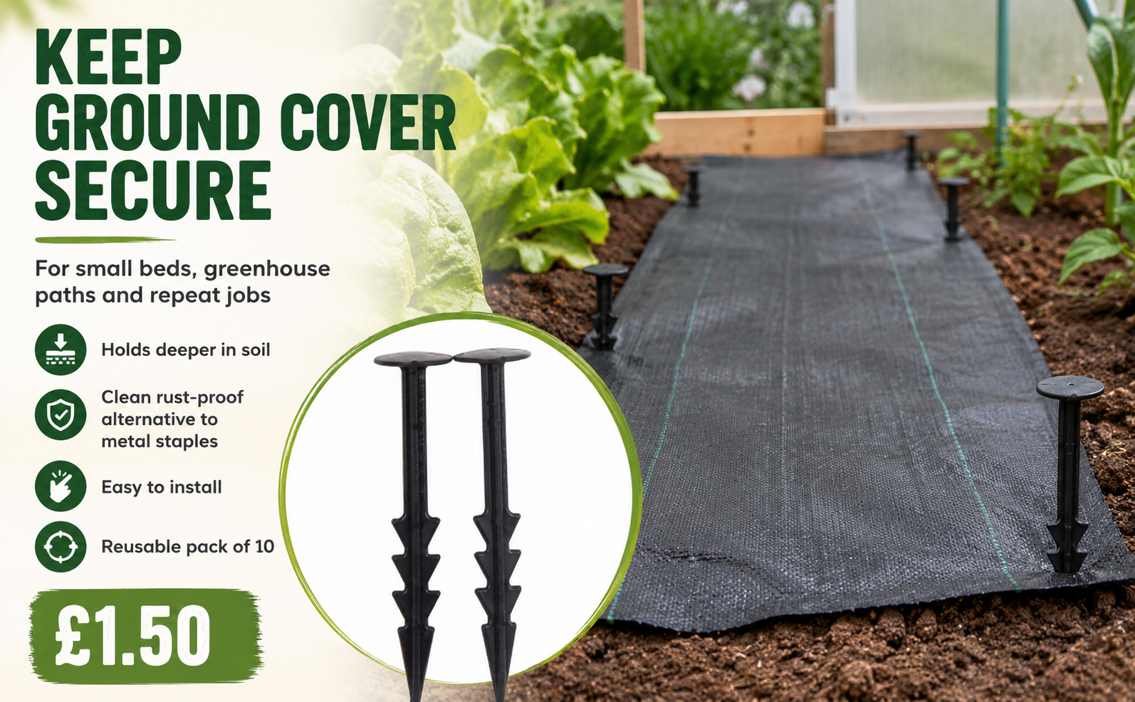 Ground Cover Pegs 10 Pack – Rust Proof Plastic