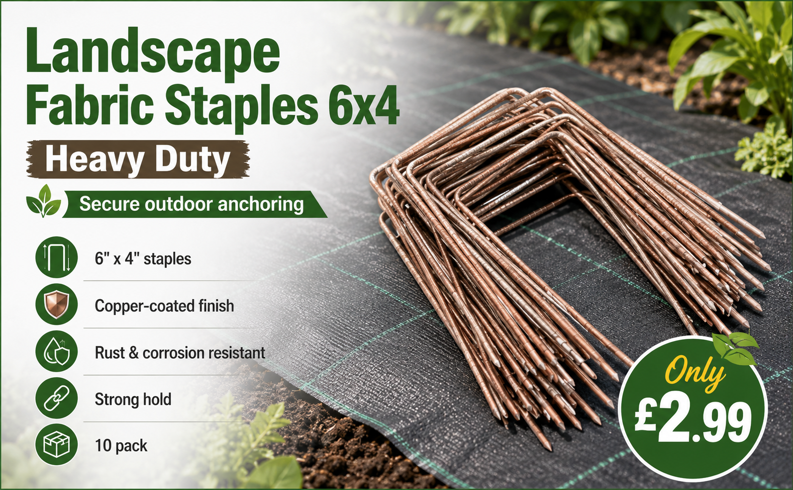 Landscape Fabric Staples 6x4 Copper Coated – Heavy Duty