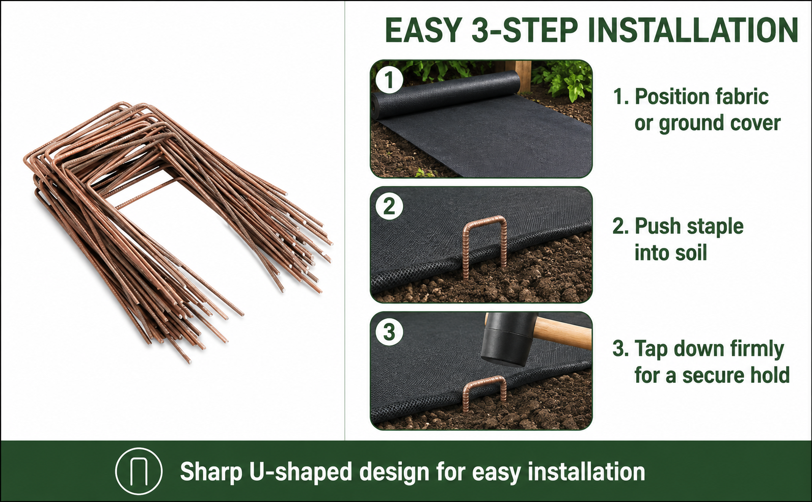 Landscape Fabric Staples 6x4 Copper Coated – Heavy Duty