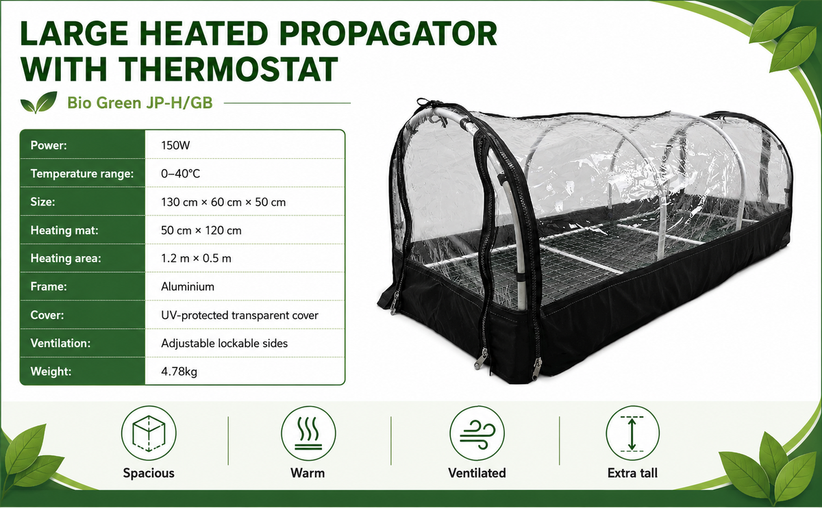Bio Green JP-H/GB Heated Propagator with Thermostat – 150W