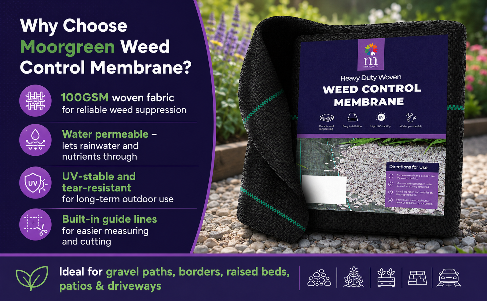 Moorgreen Weed Control Membrane 1m x 25m – 100GSM