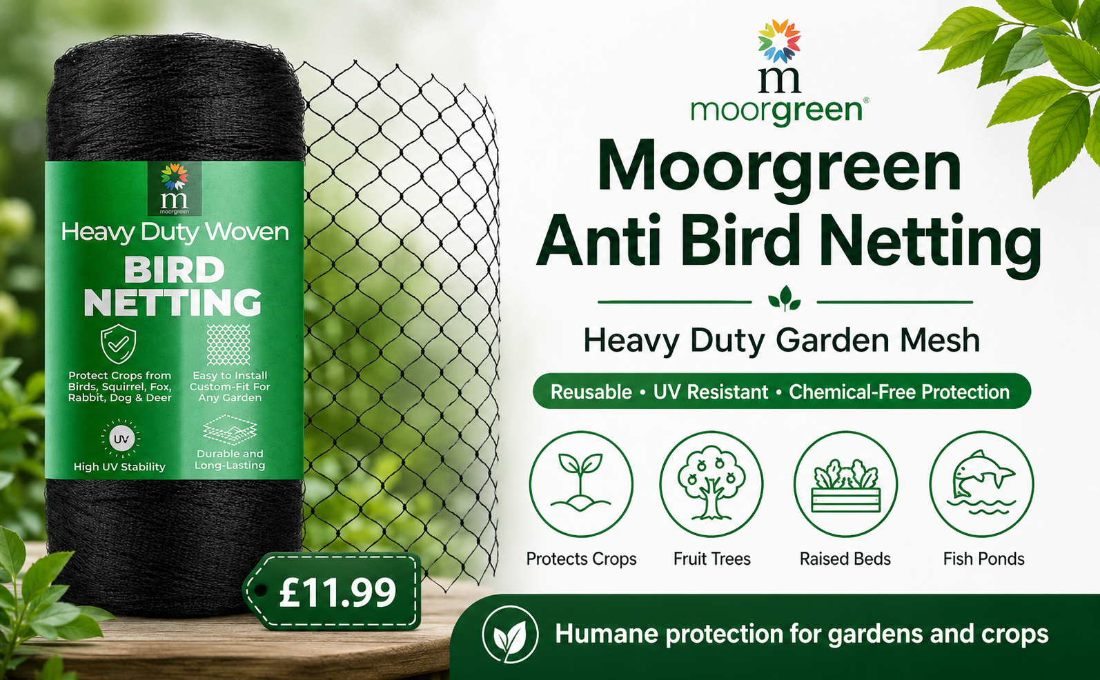 Moorgreen Anti Bird Netting – Heavy Duty Garden Mesh
