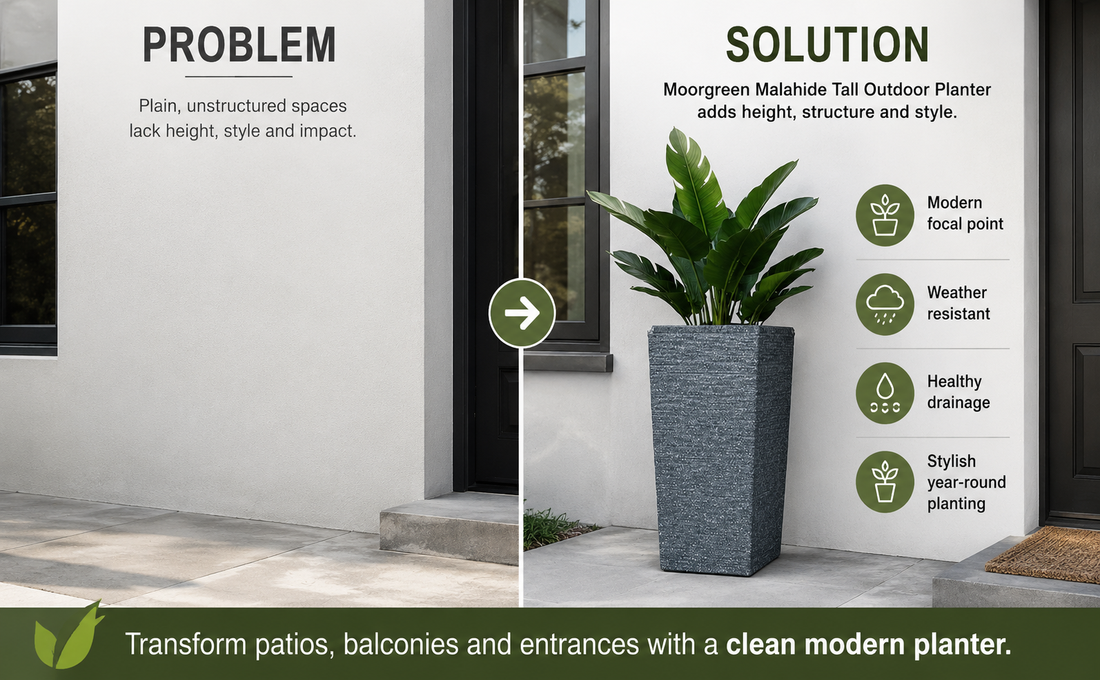 Moorgreen Malahide Tall Outdoor Planter – Frost Resistant