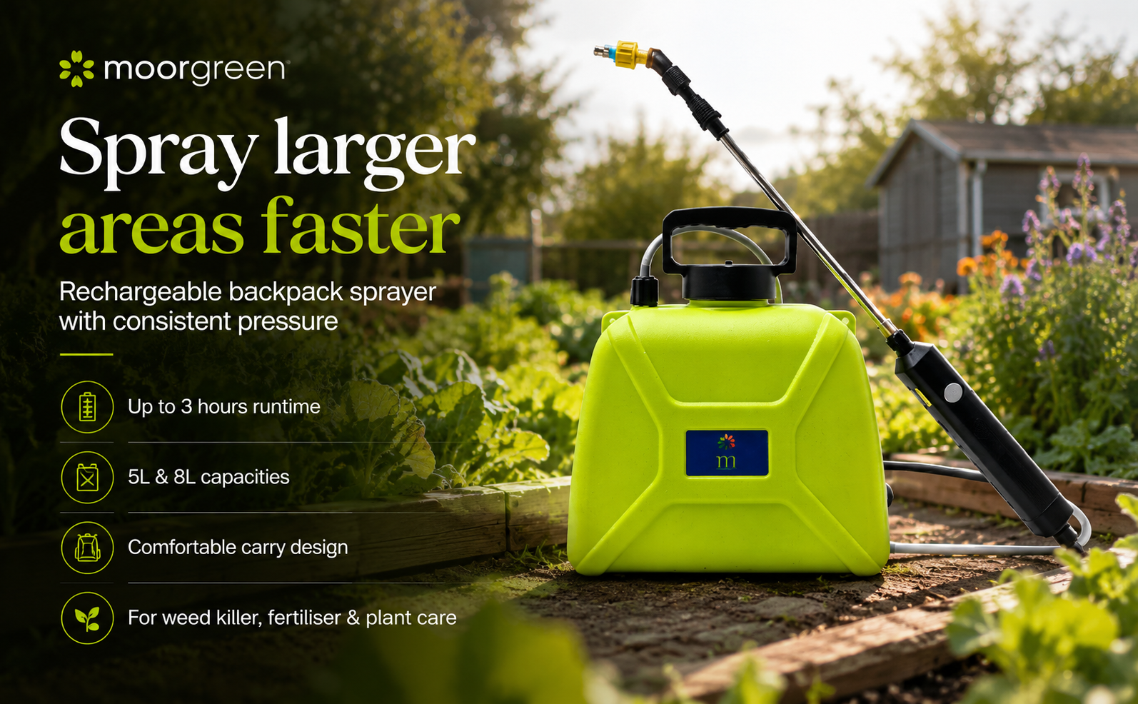 Moorgreen Electric Backpack Sprayer – USB Rechargeable