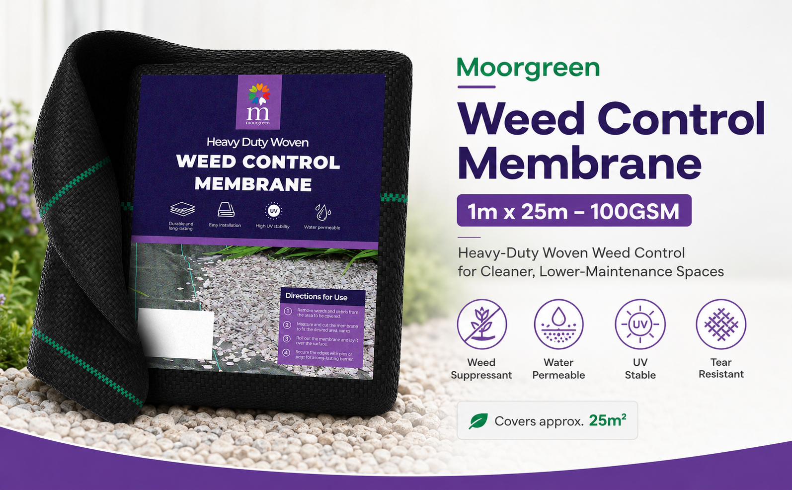 Moorgreen Weed Control Membrane 1m x 25m – 100GSM
