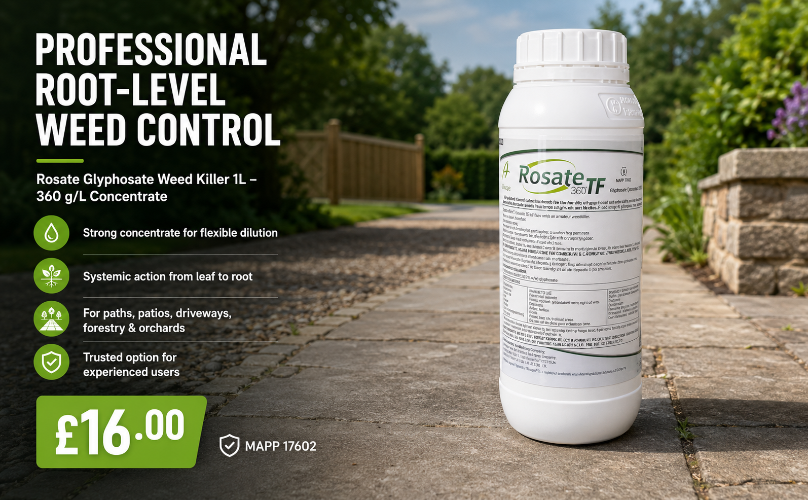 Rosate Glyphosate Weed Killer 1L – 360g/L Concentrate