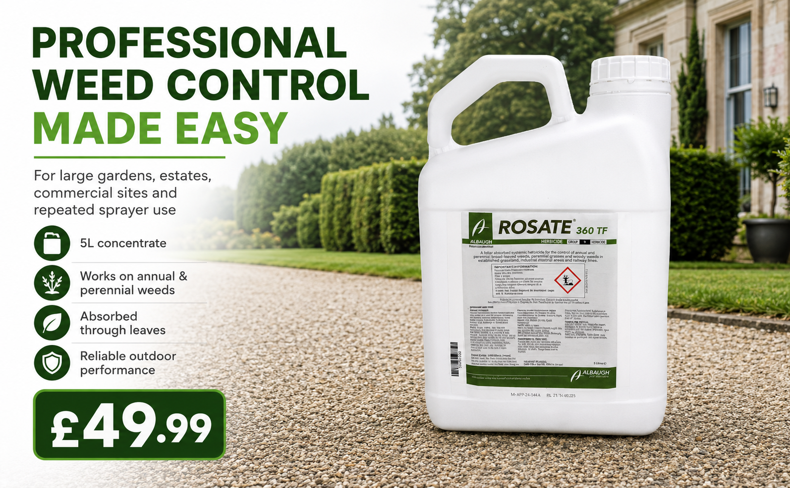 Rosate Glyphosate Weed Killer 5L – Professional Strength