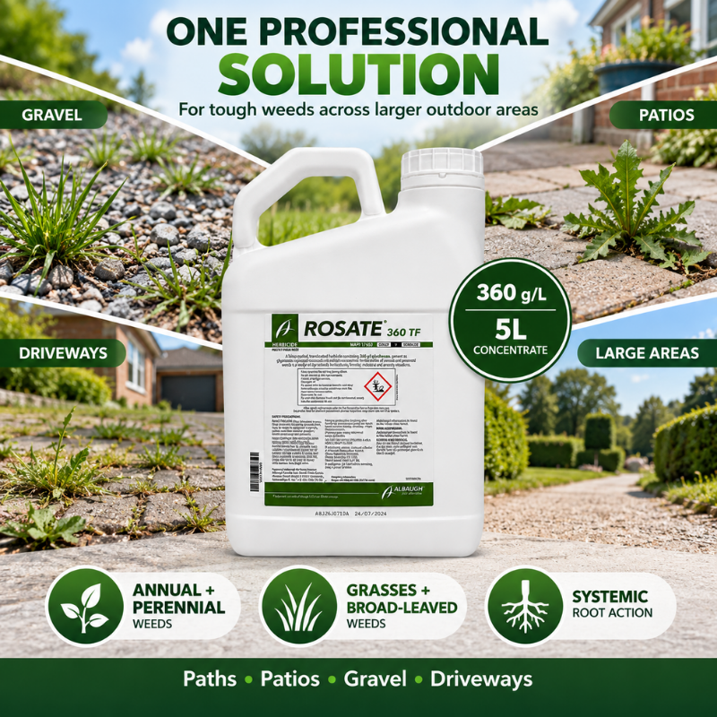Rosate 360 TF 5L weed killer for gravel patios driveways paths and larger outdoor areas