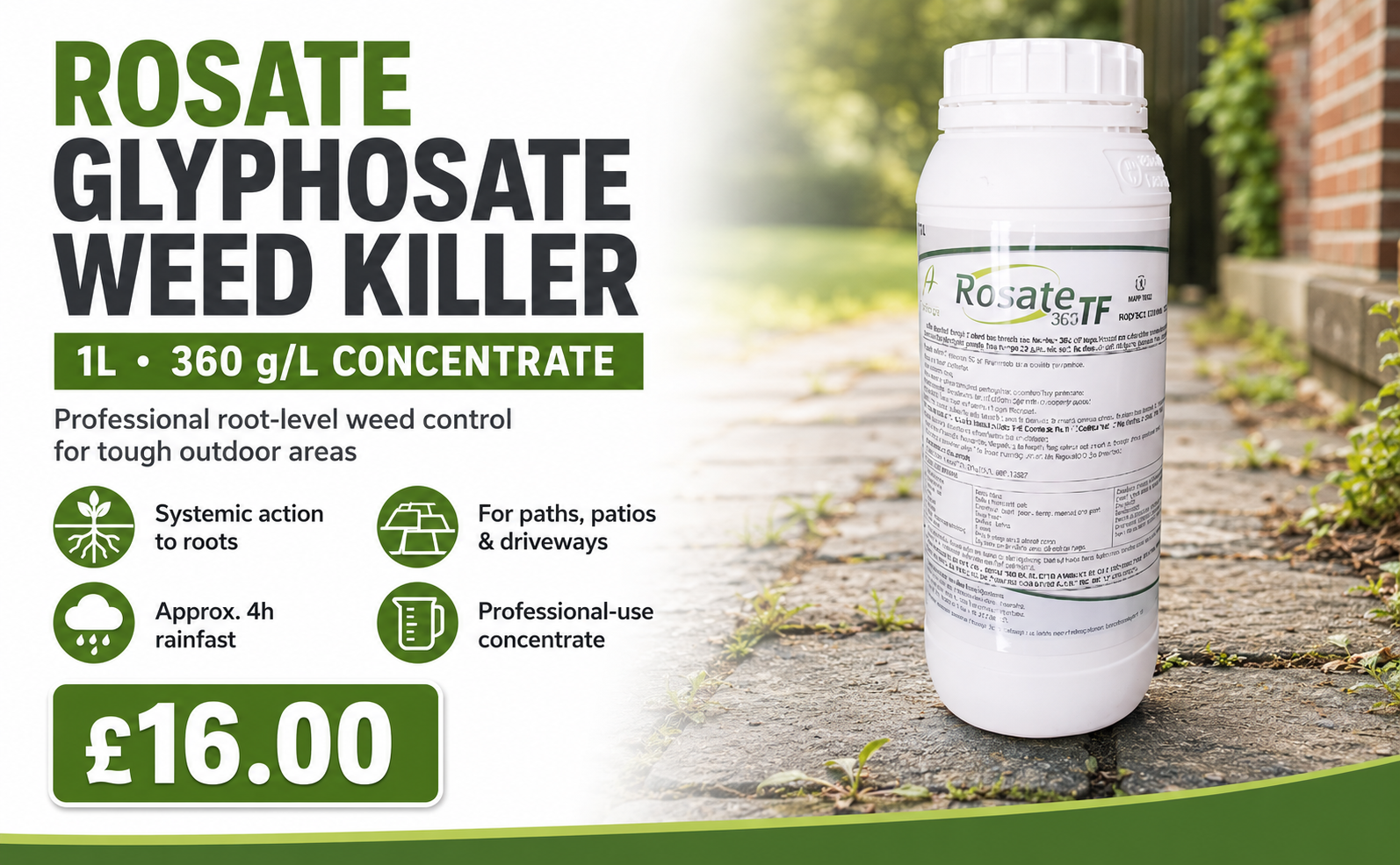 Rosate Glyphosate Weed Killer 1L – 360g/L Concentrate