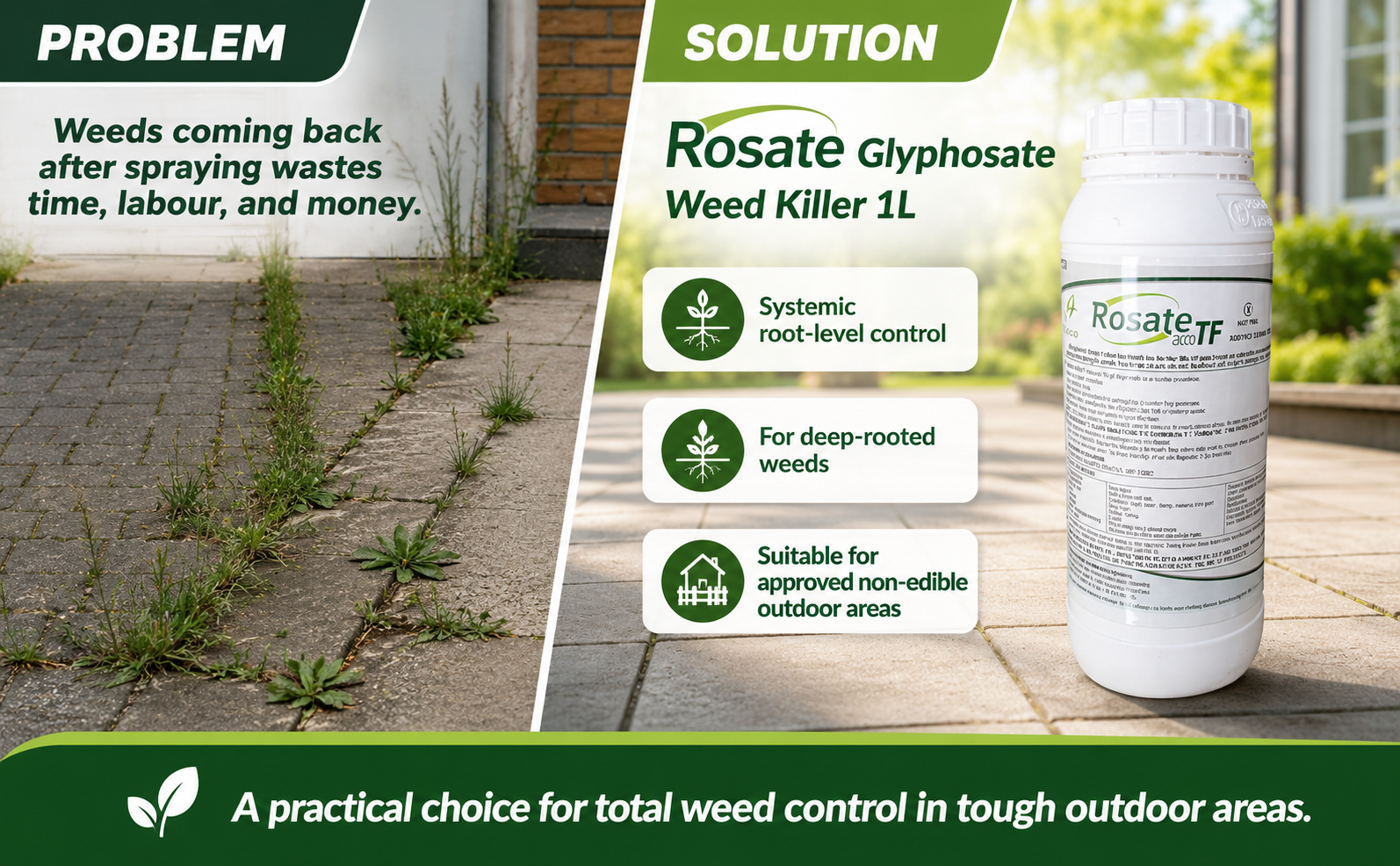 Rosate Glyphosate Weed Killer 1L – 360g/L Concentrate