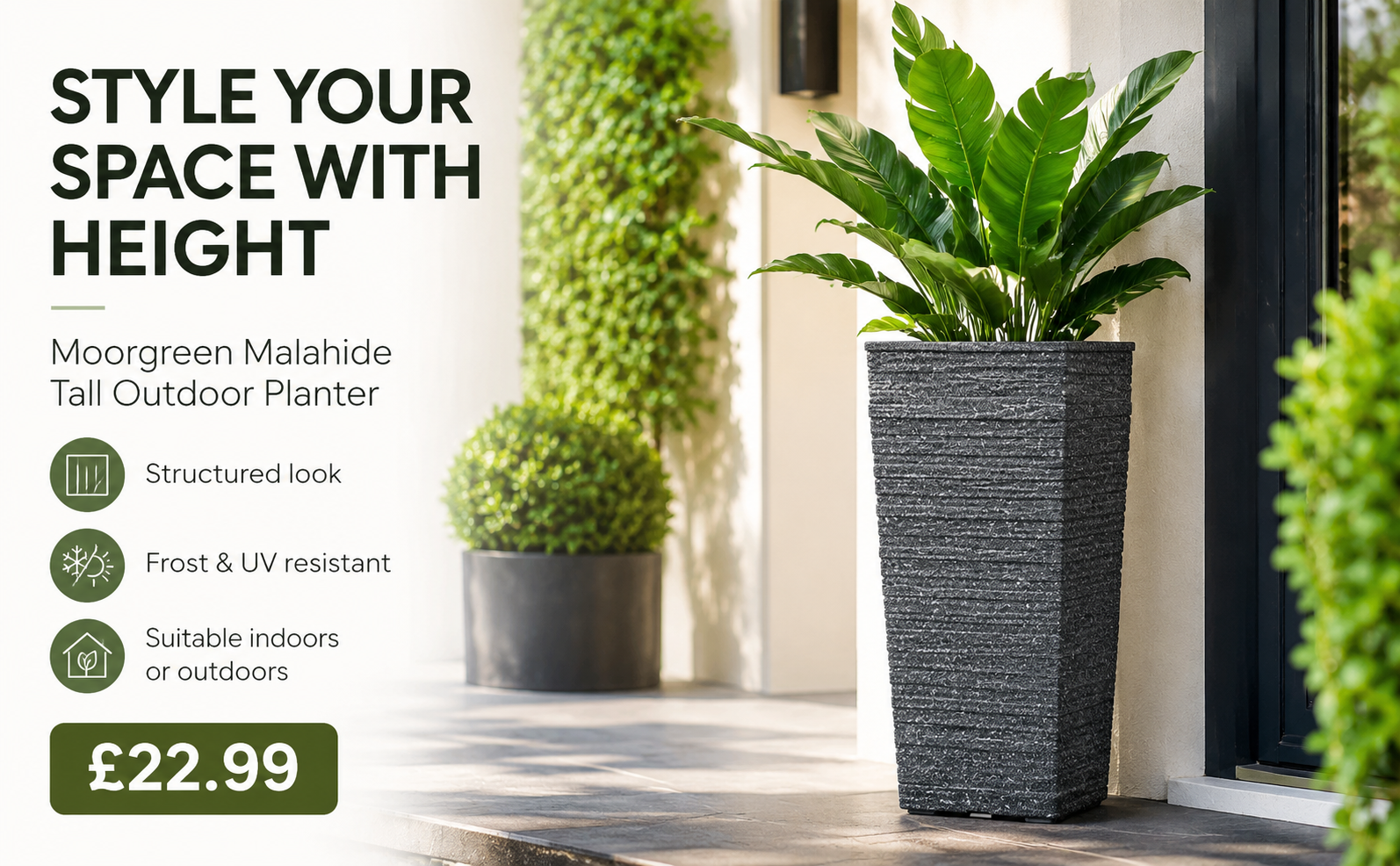 Moorgreen Malahide Tall Outdoor Planter – Frost Resistant