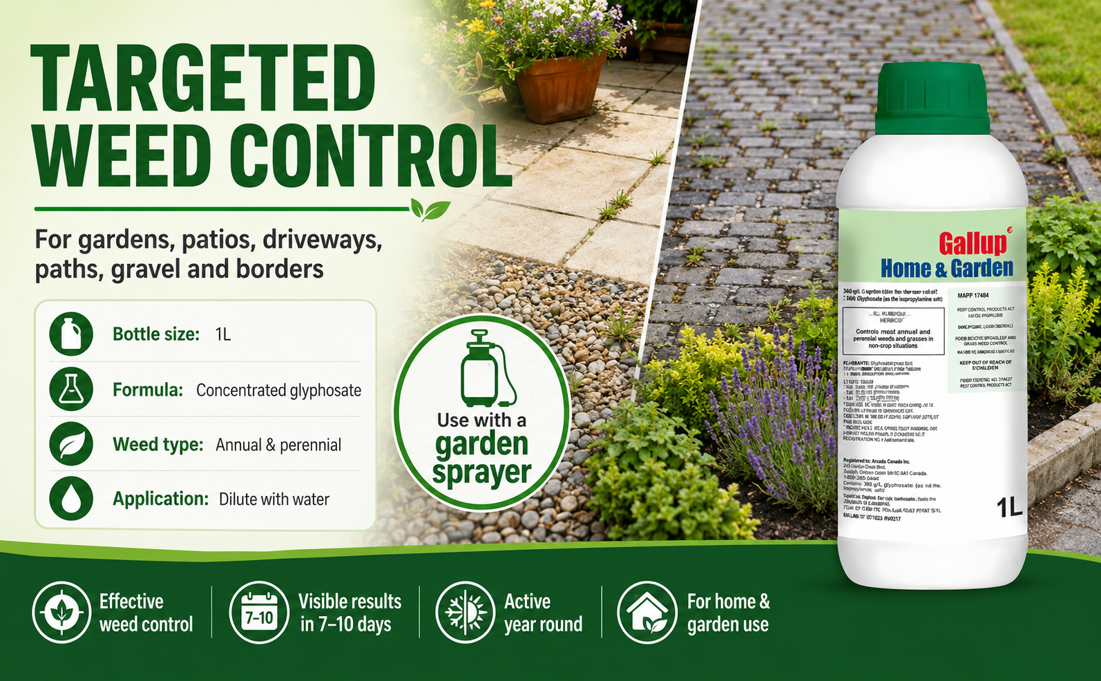 Gallup Glyphosate Weed Killer 1L – 360g/L Concentrate