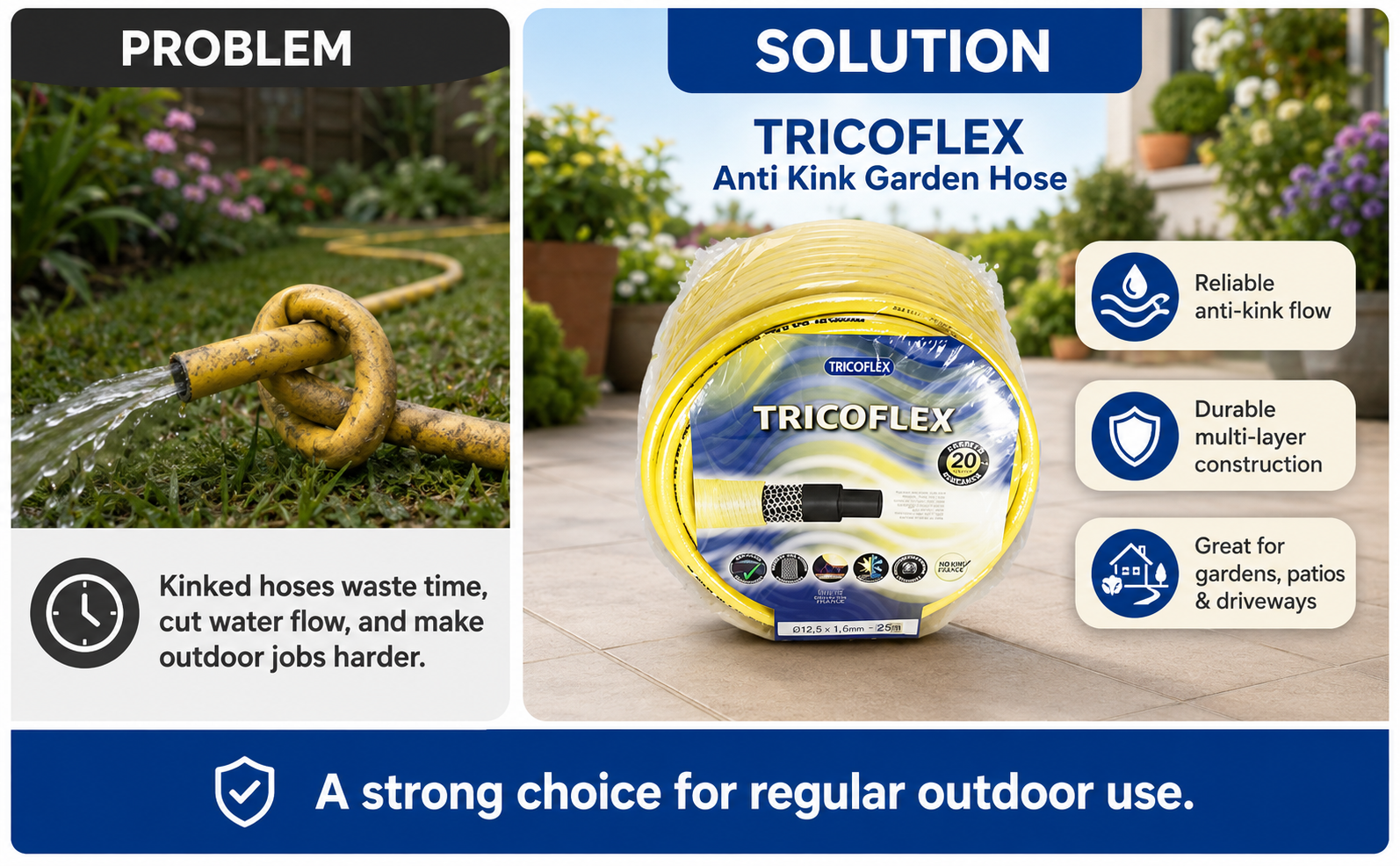 Tricoflex Anti Kink Garden Hose 25m – Heavy Duty