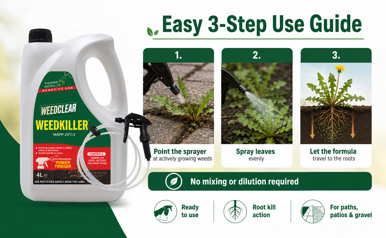 WeedClear 7.2 Ready to Use Weedkiller 4L with Power Sprayer