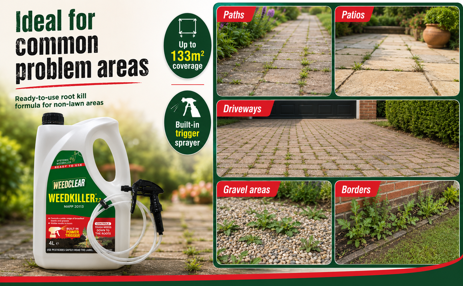 WeedClear 7.2 Ready to Use Weedkiller 4L with Power Sprayer