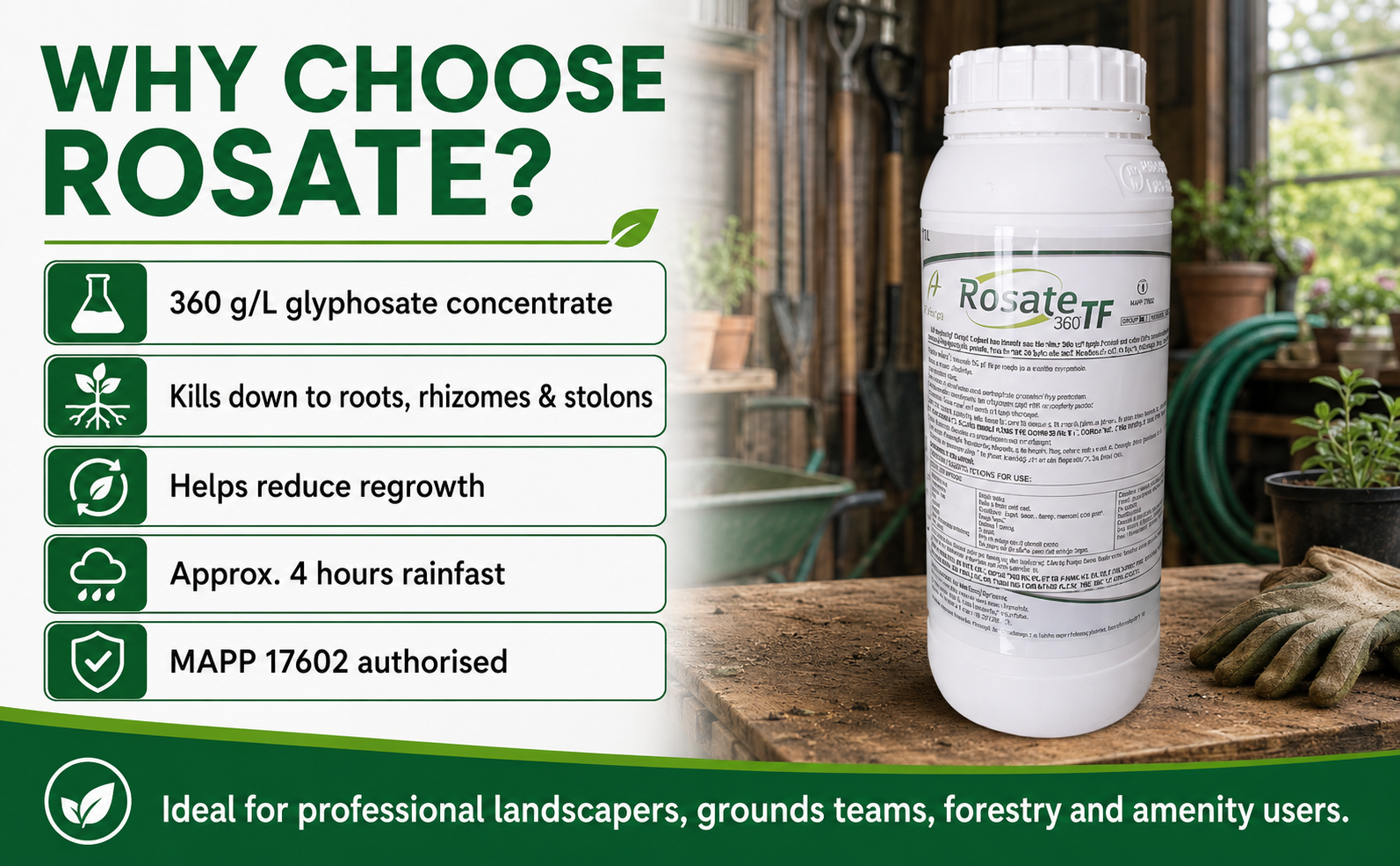 Rosate Glyphosate Weed Killer 1L – 360g/L Concentrate